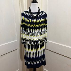 London Times Black and Yellow Long Sleeve Dress Womens size 10